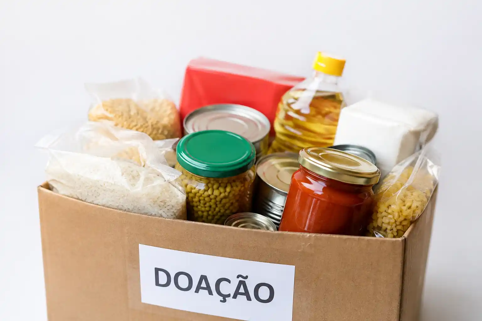 Ilustração de doação de alimentos para famílias